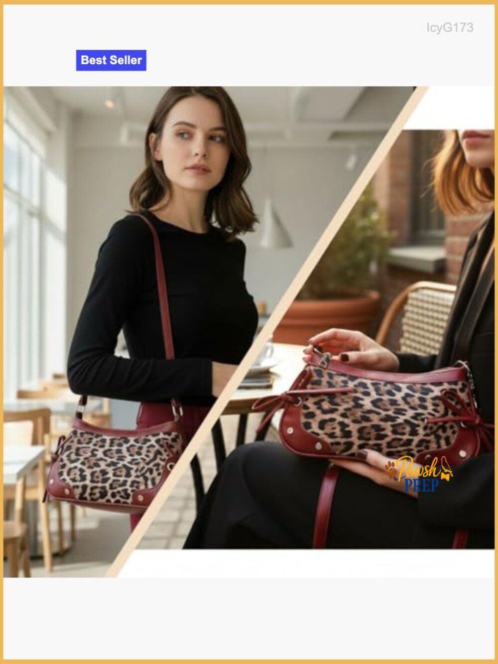 Vegan Leather Leopard Print Clutch Crossbody Shoulder Bag Adjustable Strap - Picture 2 of 7